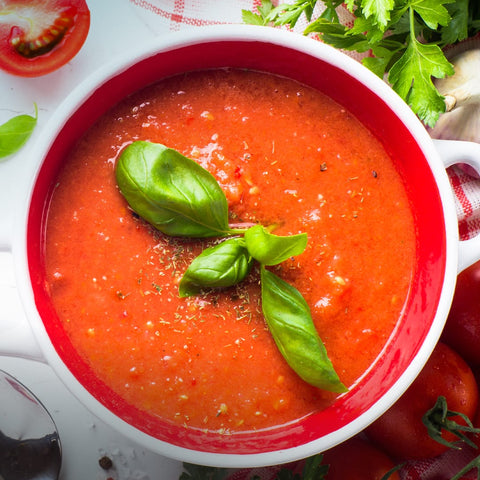 KRISPR Baby Plum Tomatoes & Basil Soup