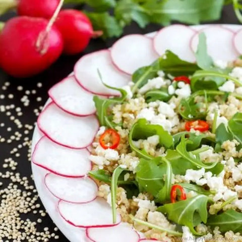 Cold Quinoa Salad with Feta Cheese & Rucola Leaves